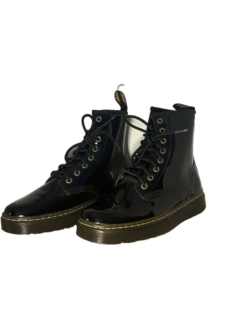 Dr Martens Zavala Black Patent Leather Combat Boots Womens Size 7 US UK 5 EU 38